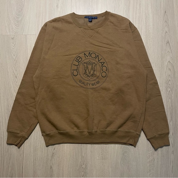 Club Monaco Other - Vintage Club Monaco Light Brown Crest Sweatshirt Crewneck Mens Medium 90s Y2K